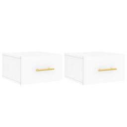 Berkfield Home Wall-mounted Bedside Cabinets 2 pcs White 35x35x20 cm - Size: 35 x 35 x 20 cm - thumbnail 2