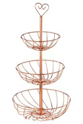 Orsina Fruit Basket, Contemporary Copper Finish Wire Bowl For Storing Fresh Fruit, Durable Metal Construction in Gold - thumbnail 1