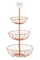 Orsina Fruit Basket, Contemporary Copper Finish Wire Bowl For Storing Fresh Fruit, Durable Metal Construction in Gold - thumbnail 2