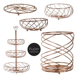 Orsina Fruit Basket, Contemporary Copper Finish Wire Bowl For Storing Fresh Fruit, Durable Metal Construction in Gold - thumbnail 3