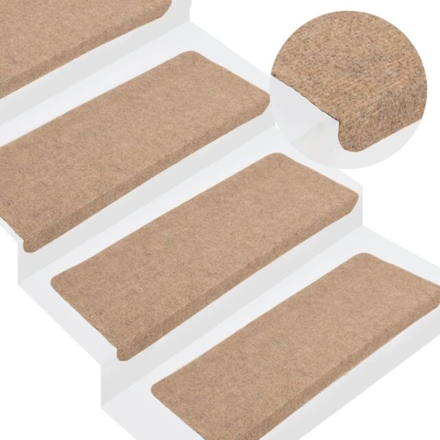 Berkfield Home Stair Mats Self-adhesive 15 pcs 65x24.5x3.5 cm Beige - Size: Medium - image 1