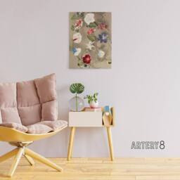 "Artery8 Group Of Morning Glories Canvas Wall Art Print Ogawa Kazumasa - Size: W18"" x H24""" - thumbnail 3