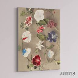 "Artery8 Group Of Morning Glories Canvas Wall Art Print Ogawa Kazumasa - Size: W18"" x H24""" - thumbnail 2