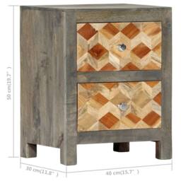 Berkfield Home Bedside Cabinet Grey 40x30x50 cm Solid Mango Wood - Size: 40 x 30 x 50 cm - thumbnail 8