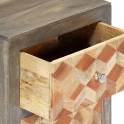 Berkfield Home Bedside Cabinet Grey 40x30x50 cm Solid Mango Wood - Size: 40 x 30 x 50 cm - thumbnail 7