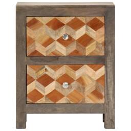 Berkfield Home Bedside Cabinet Grey 40x30x50 cm Solid Mango Wood - Size: 40 x 30 x 50 cm - thumbnail 1