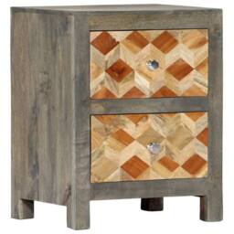 Berkfield Home Bedside Cabinet Grey 40x30x50 cm Solid Mango Wood - Size: 40 x 30 x 50 cm - thumbnail 2