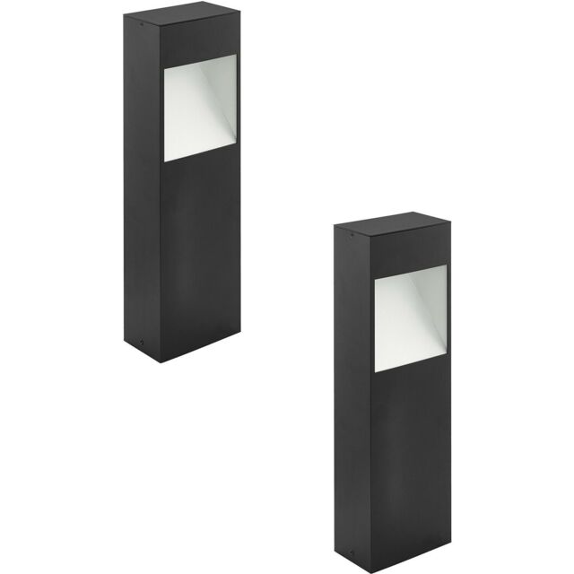 Loops 2 PACK IP44 Outdoor Pedestal Light Anthracite & White Square Post 10W LED - image 1