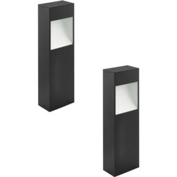 Loops 2 PACK IP44 Outdoor Pedestal Light Anthracite & White Square Post 10W LED - thumbnail 1