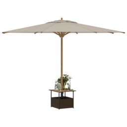 Berkfield Home Garden Table with Parasol Hole Brown 55x55x46.5 cm Poly Rattan - thumbnail 4