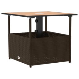 Berkfield Home Garden Table with Parasol Hole Brown 55x55x46.5 cm Poly Rattan - thumbnail 7
