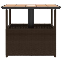 Berkfield Home Garden Table with Parasol Hole Brown 55x55x46.5 cm Poly Rattan - thumbnail 6