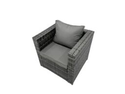 Fimous 7-seater Patio Coffee Table Sofa Set with 2 Big Footstools in Dark Grey - thumbnail 6