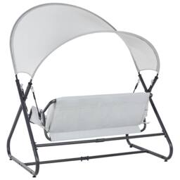 Wyld and Coco Veranda 2 Seater Patio Swing Light Grey Steel Water Repellent Seat - thumbnail 5
