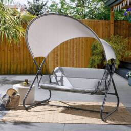 Wyld and Coco Veranda 2 Seater Patio Swing Light Grey Steel Water Repellent Seat