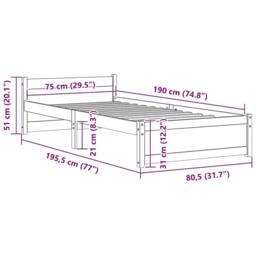 Berkfield Home Beautiful Bed Frame Honey Brown Solid Wood 75x190 cm Small Single - thumbnail 9
