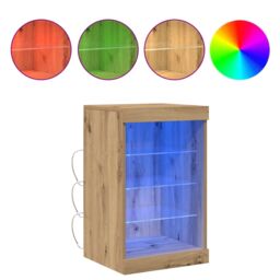 Berkfield Home Sideboard with LED Lights Artisan Oak 41x37x67 cm in Brown - Size: 41 x 37 x 67 cm - thumbnail 4