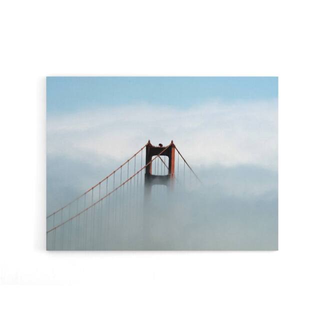 "Artery8 Highsmith Photo Golden Gate Bridge Fog Canvas Wall Art Print in Blue - Size: W18"" x H24""" - image 1