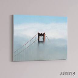 "Artery8 Highsmith Photo Golden Gate Bridge Fog Canvas Wall Art Print in Blue - Size: W18"" x H24""" - thumbnail 2