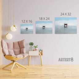 "Artery8 Highsmith Photo Golden Gate Bridge Fog Canvas Wall Art Print in Blue - Size: W18"" x H24""" - thumbnail 4