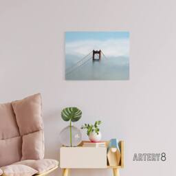 "Artery8 Highsmith Photo Golden Gate Bridge Fog Canvas Wall Art Print in Blue - Size: W18"" x H24""" - thumbnail 3