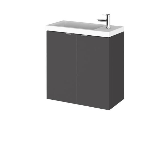 Balterley Alrewas 2 Door Wall Hung Vanity Basin Unit, Gloss Grey, 500mm in Grey - image 1