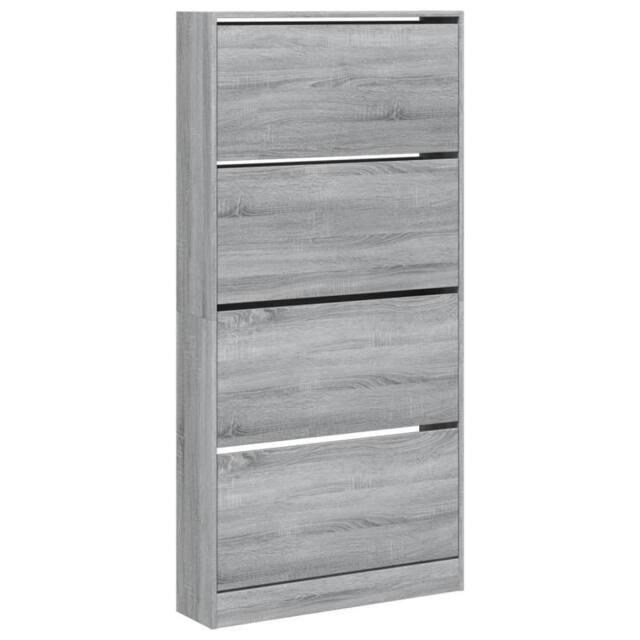 Berkfield Home Shoe Cabinet with 4 Flip-Drawers Grey Sonoma 80x21x163.5 cm - image 1
