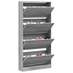 Berkfield Home Shoe Cabinet with 4 Flip-Drawers Grey Sonoma 80x21x163.5 cm - thumbnail 4