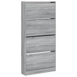 Berkfield Home Shoe Cabinet with 4 Flip-Drawers Grey Sonoma 80x21x163.5 cm - thumbnail 1