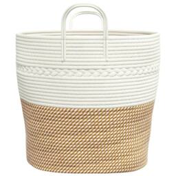Berkfield Home Storage Basket Brown & White √ò43x38 cm Cotton - Size: 43x38 cm - thumbnail 5