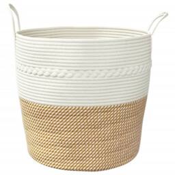 Berkfield Home Storage Basket Brown & White √ò43x38 cm Cotton - Size: 43x38 cm - thumbnail 4