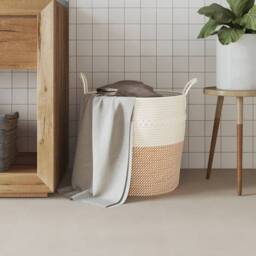 Berkfield Home Storage Basket Brown & White √ò43x38 cm Cotton - Size: 43x38 cm