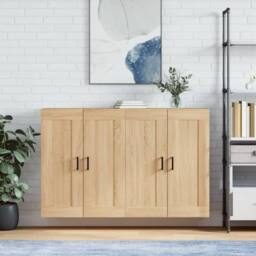 Berkfield Home Wall Mounted Cabinets 2 pcs Sonoma Oak Engineered Wood in Brown - thumbnail 2