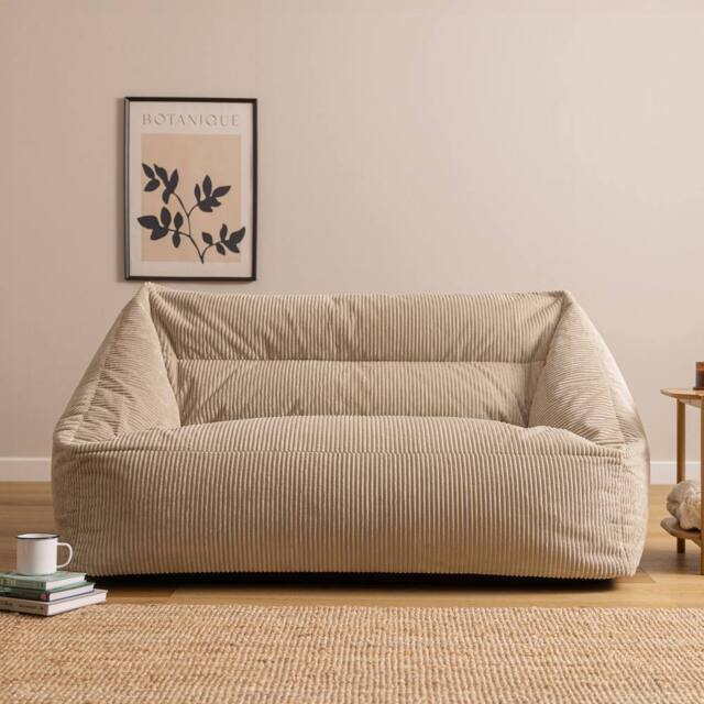 icon Cecilia Jumbo Cord Giant Bean Bag Sofa in Stone - Size: Medium - image 1