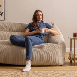 icon Cecilia Jumbo Cord Giant Bean Bag Sofa in Stone - Size: Medium - thumbnail 2