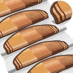 Berkfield Home Stair Mats Self-adhesive 5 pcs 65x21x4 cm Brown - Size: Medium - thumbnail 6