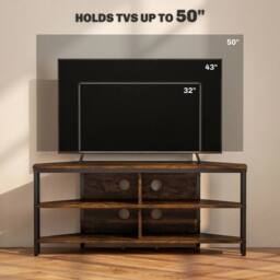 EONLION Corner TV Stand Cabinet, Rustic Brown - Size: 100 cm - thumbnail 4