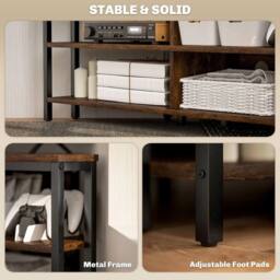 EONLION Corner TV Stand Cabinet, Rustic Brown - Size: 100 cm - thumbnail 5