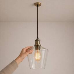 CGC Lighting Ella Clear Glass Cylinder Lampshade in Dark Grey - thumbnail 7