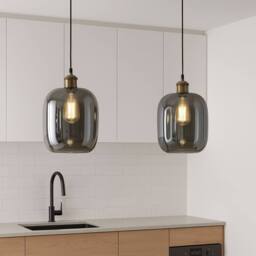 CGC Lighting Ella Clear Glass Cylinder Lampshade in Dark Grey - thumbnail 2