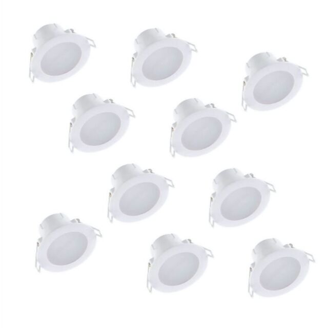 First Choice Lighting Set of 10 CCT LED Bathroom Downlights - White IP44 Recessed Downlights - image 1