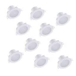 First Choice Lighting Set of 10 CCT LED Bathroom Downlights - White IP44 Recessed Downlights - thumbnail 1