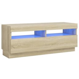 Berkfield Home TV Cabinet with LED Lights Sonoma Oak 100x35x40 cm in Brown - Size: 100 x 35 x 40 cm - thumbnail 2