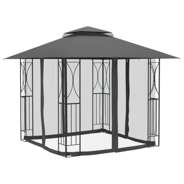 Berkfield Home Gazebo with Sidewalls Anthracite 300x300x270 cm Steel in Charcoal - Size: 300 x 300 x 270 cm - image 1