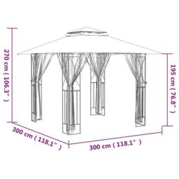 Berkfield Home Gazebo with Sidewalls Anthracite 300x300x270 cm Steel in Charcoal - Size: 300 x 300 x 270 cm - thumbnail 8