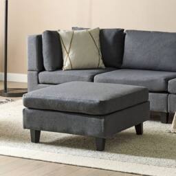 Wyld and Coco Ottoman Footstool Dark Grey Polyester Square Modern Modular Sofa - thumbnail 1