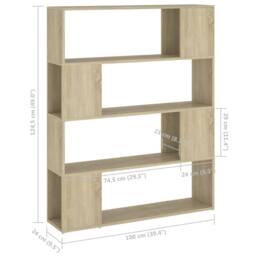 Berkfield Home Classic Book Cabinet Room Divider Sonoma Oak 100x24x124 cm in Brown - Size: 100 x 24 x 124 cm - thumbnail 7