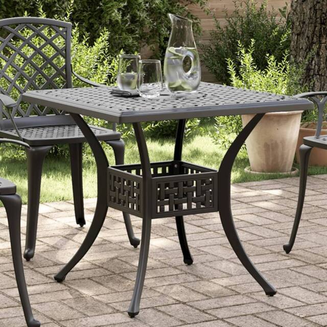 Berkfield Home Garden Table Black 80x80x75 cm Cast Aluminium - Size: 80 x 80 x 75 cm - image 1