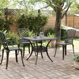 Berkfield Home Garden Table Black 80x80x75 cm Cast Aluminium - Size: 80 x 80 x 75 cm - thumbnail 3