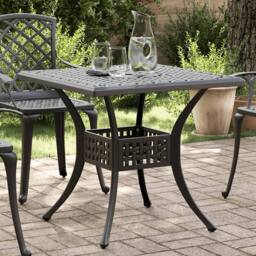 Berkfield Home Garden Table Black 80x80x75 cm Cast Aluminium - Size: 80 x 80 x 75 cm - thumbnail 1